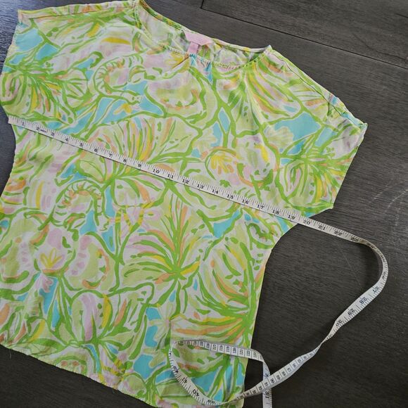 Lilly Pulitzer Guava Elephant Ear Silk Top Size XS Preppy Summer Resort Cruise - Picture 3 of 7